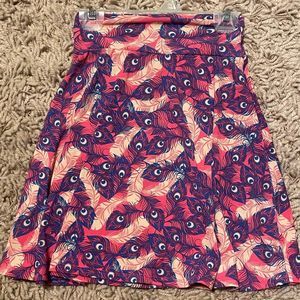 Lularoe kids skirt size 6 pink feather peacock AMAZING